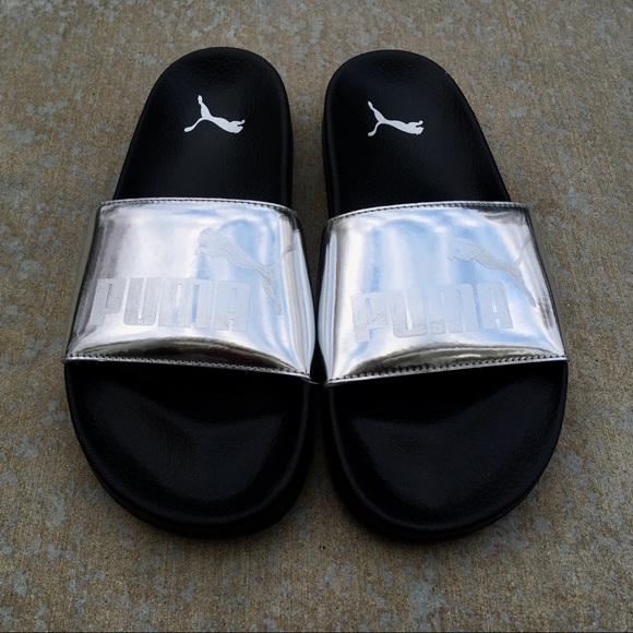 Silver Kids Puma Ledcat Jr Slides - Picture 3 of 8